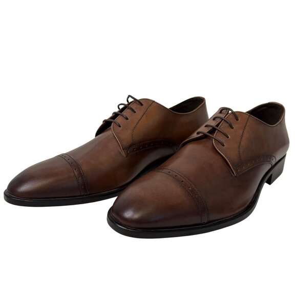 NWOT Bruno Magli Nevil BM600617 Brown Leather Cap Toe Oxfords Shoes Size 11.5 - Picture 2 of 12